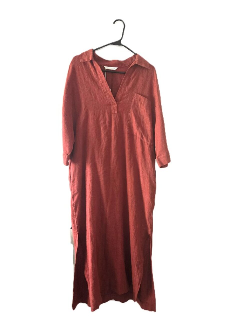 Zara linen dress kaftan style red